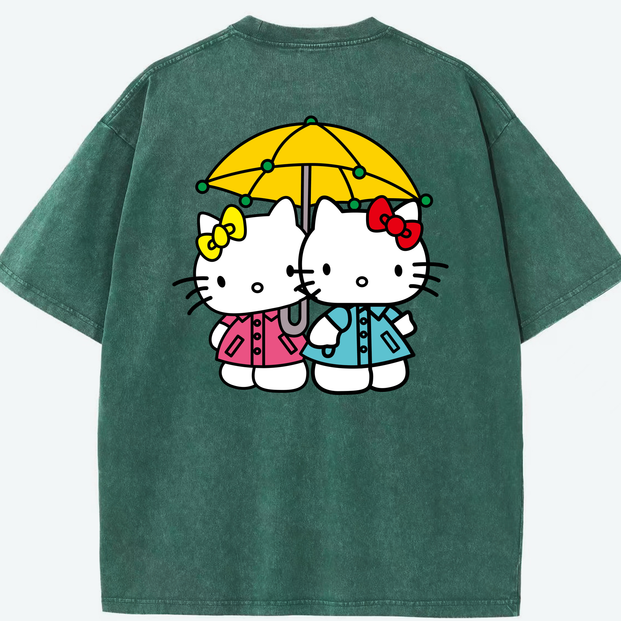 （画像用） Hello Kitty ハローキティ 綿100% ヴィンテージ風 半袖Tシャツ（背面プリント）